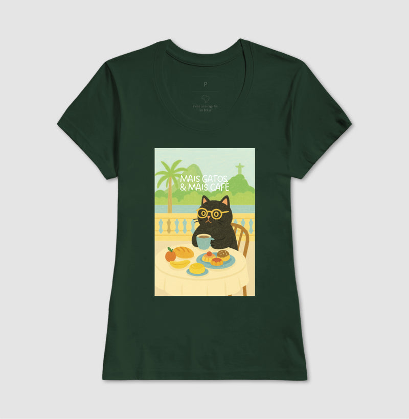 Camiseta MAIS GATOS E MAIS CAFÉ
