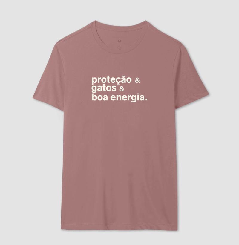 Camiseta PROTEÇÃO & GATOS & BOA ENERGIA