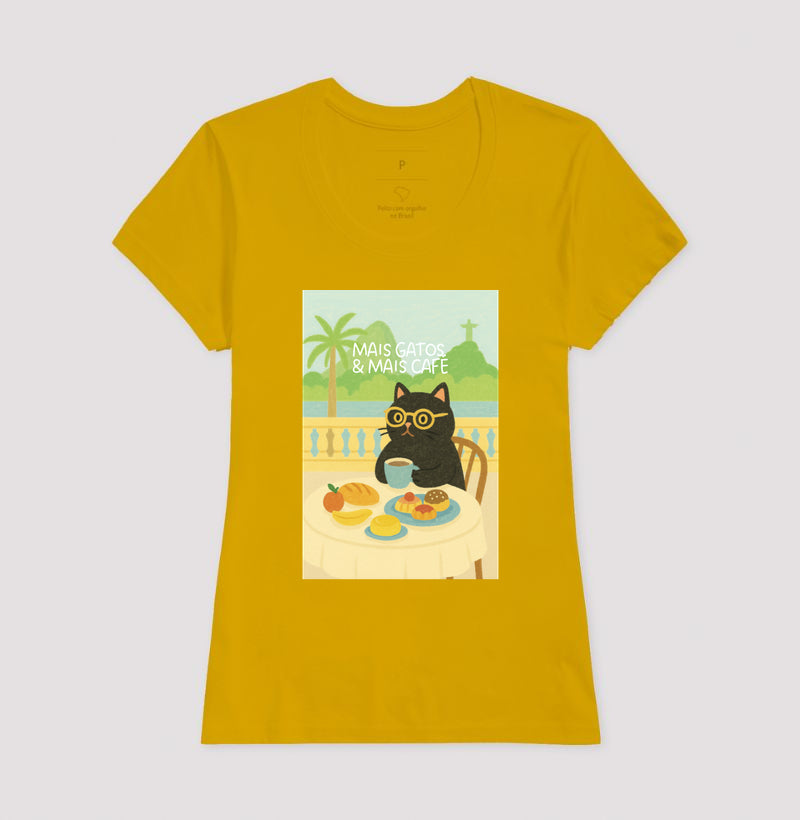 Camiseta MAIS GATOS E MAIS CAFÉ
