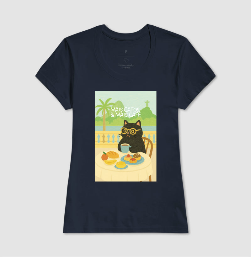 Camiseta MAIS GATOS E MAIS CAFÉ