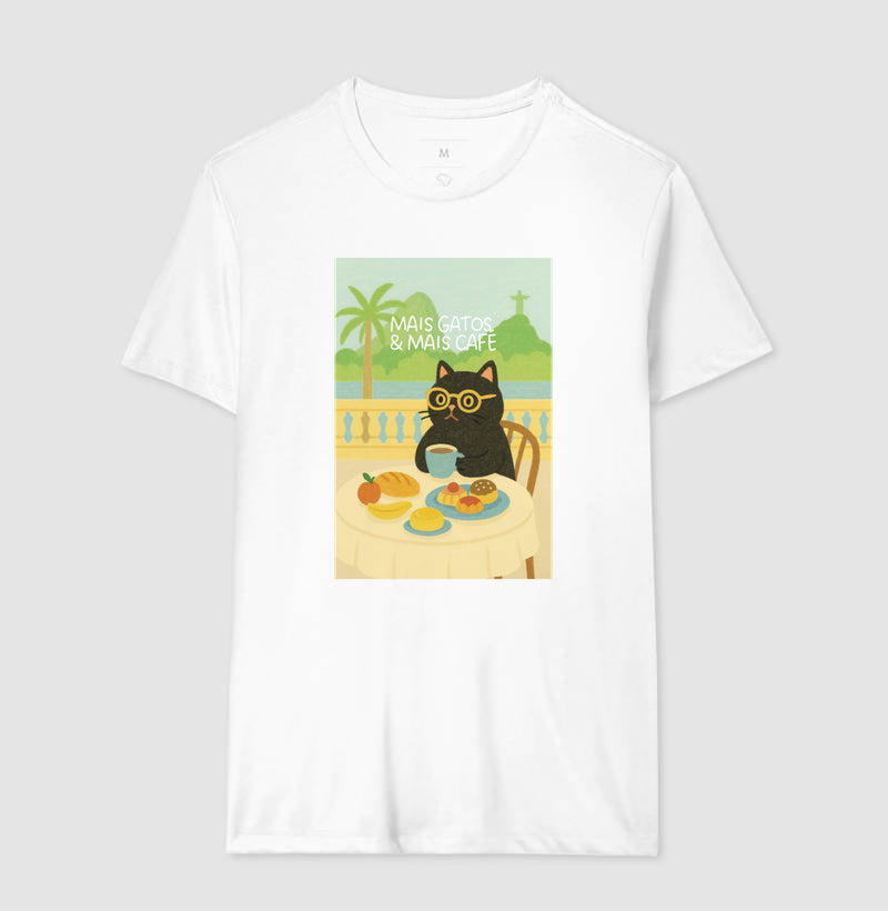 Camiseta MAIS GATOS E MAIS CAFÉ
