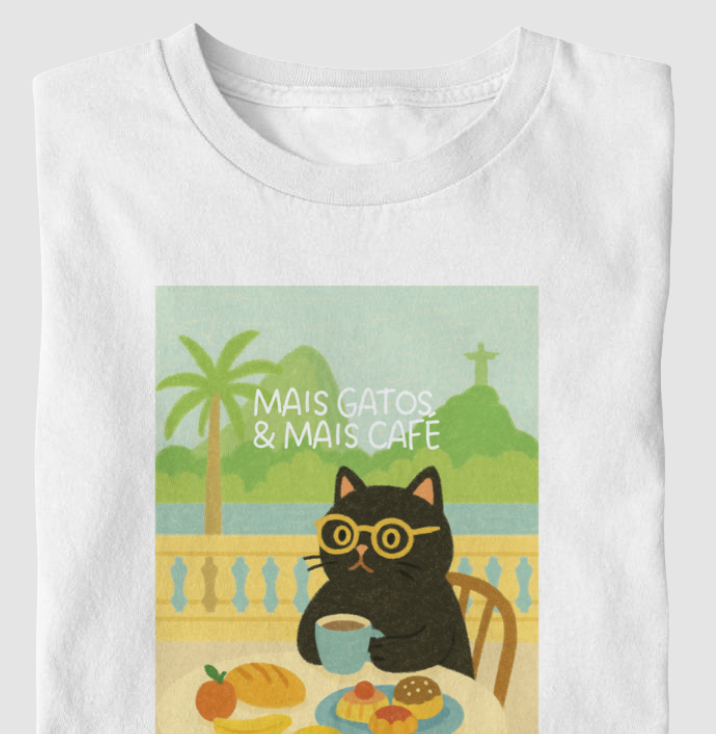 Camiseta MAIS GATOS E MAIS CAFÉ