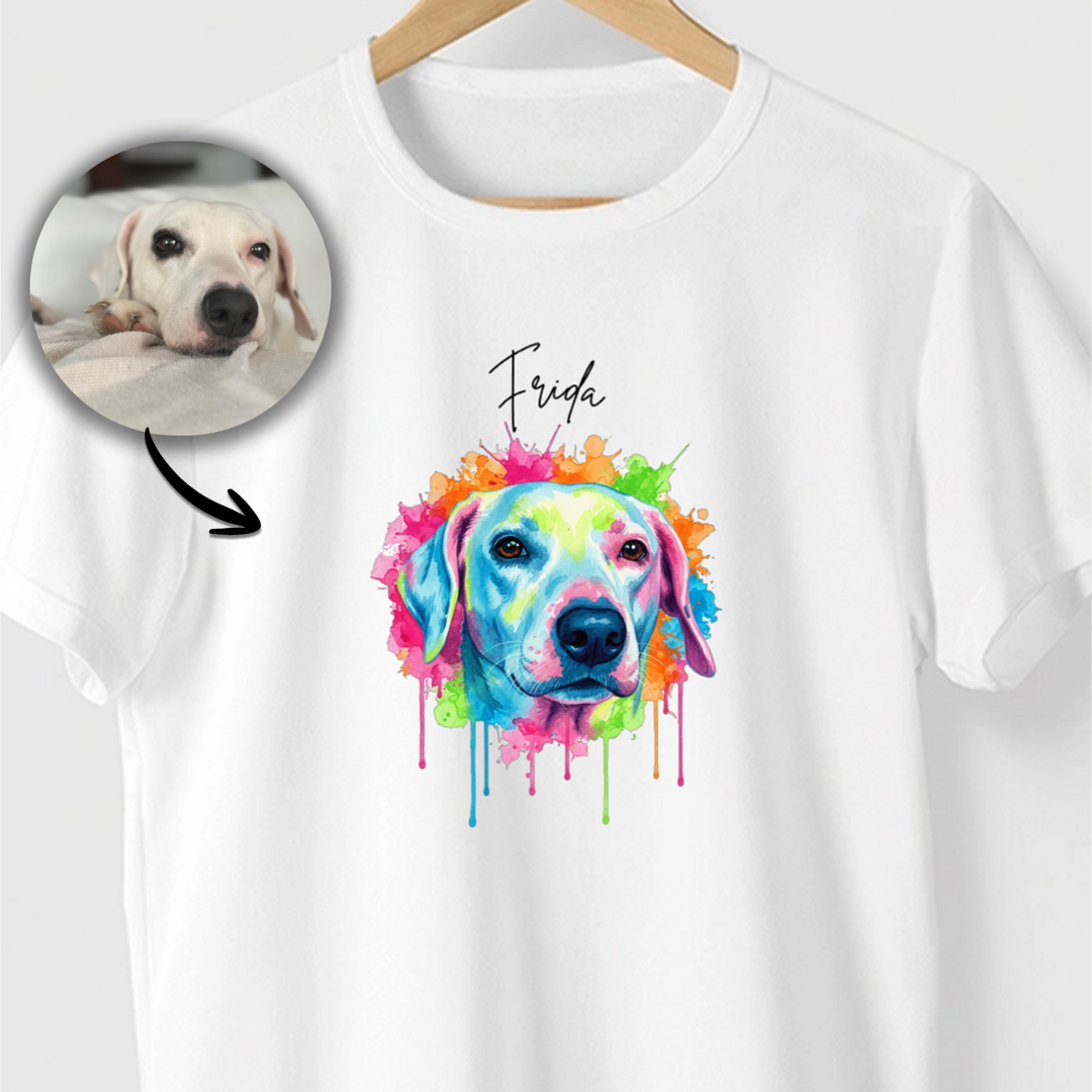 Camiseta MEU CACHORRO EM ARTE | Foto e Nome do Seu Cachorro