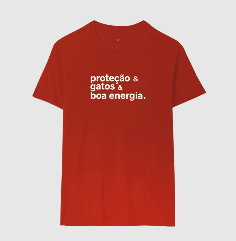 Camiseta PROTEÇÃO & GATOS & BOA ENERGIA