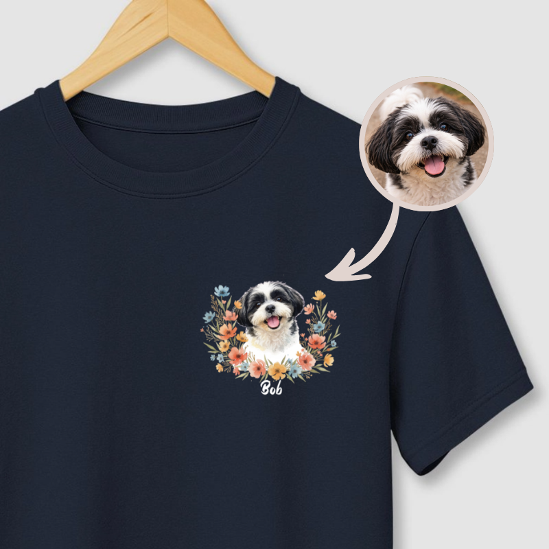 Camiseta AMOR FLORAL | Foto e Nome do seu pet