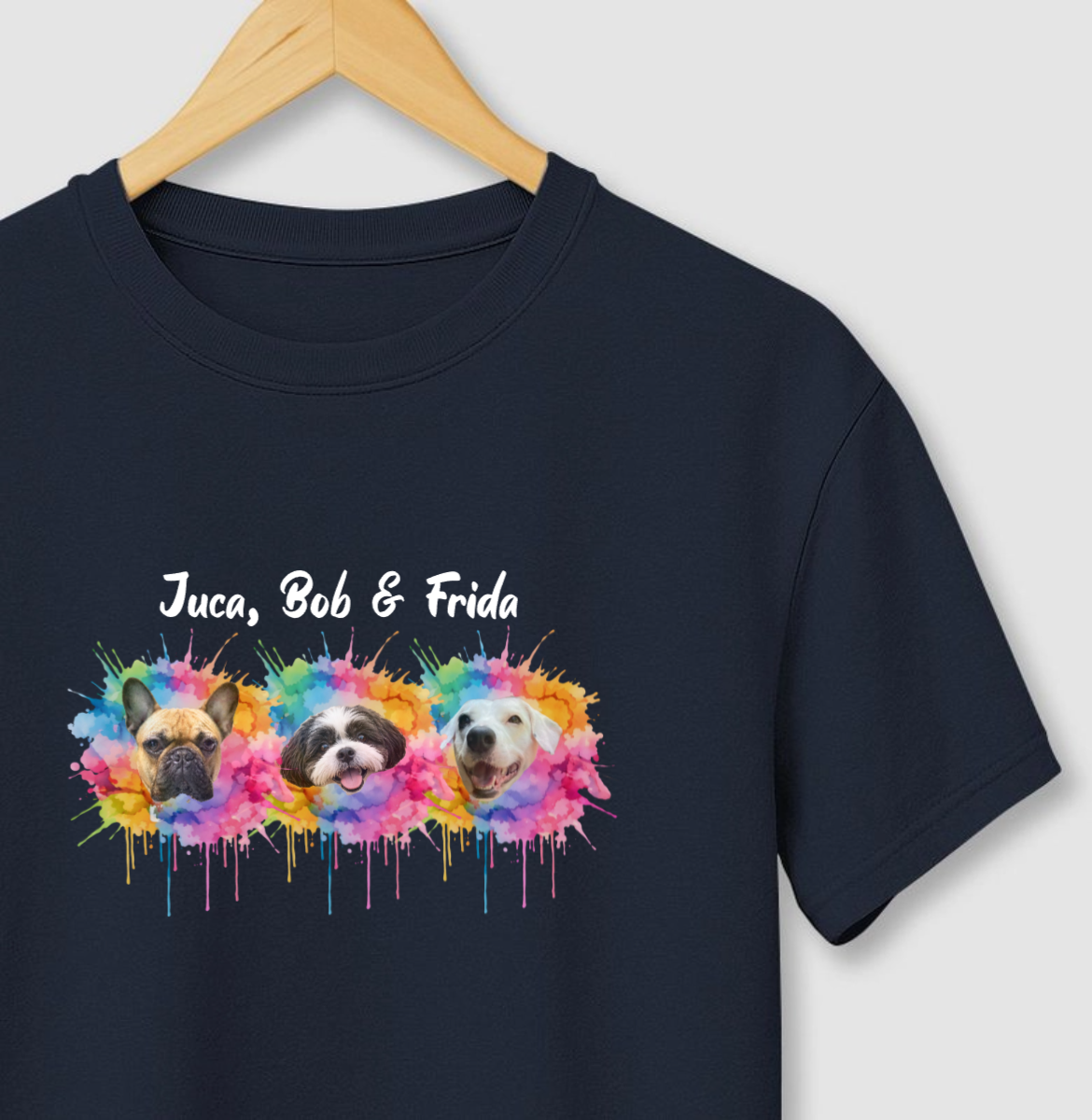 Camiseta TINTA COLORIDA | Foto e Nome do seu Pet