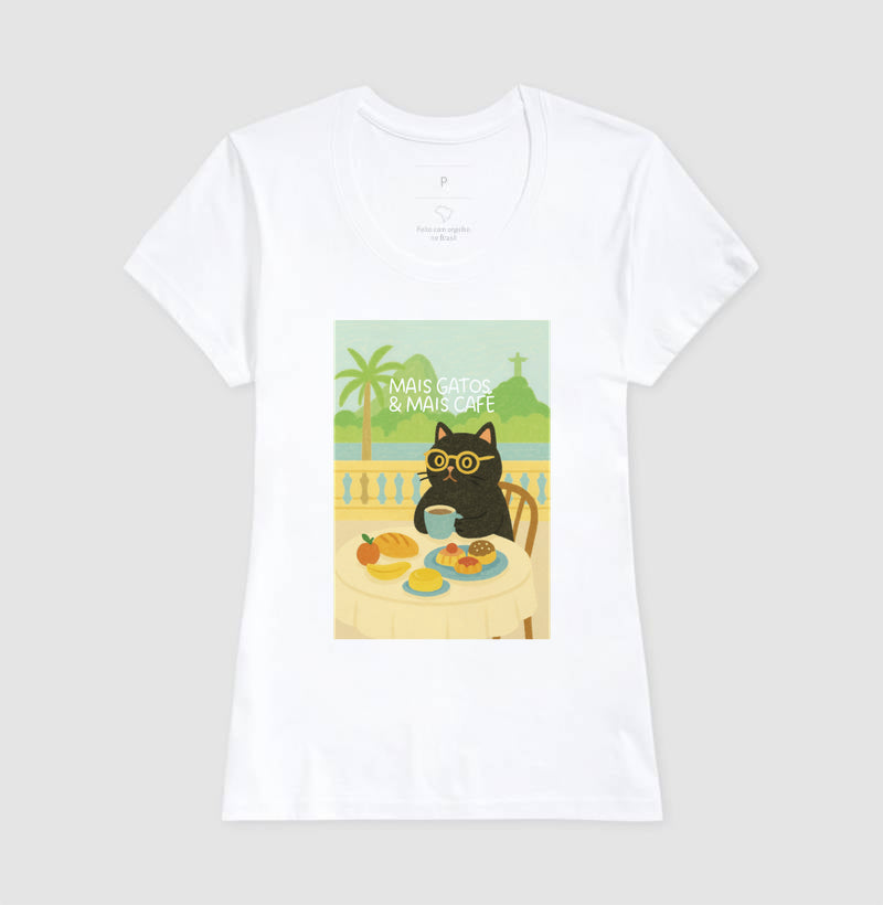 Camiseta MAIS GATOS E MAIS CAFÉ