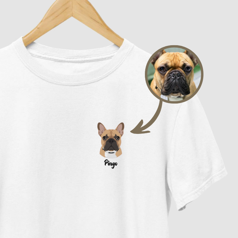Camiseta Personalizada Minimalista (Foto + Nome do Seu Pet)