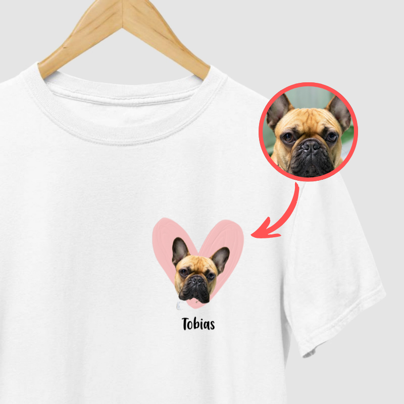 Camiseta AMO MEU CACHORRO ❤️ | Personalize com Foto + Nome