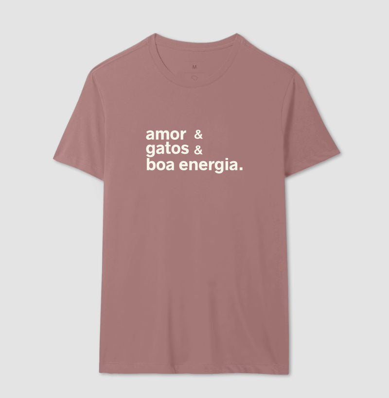 Camiseta AMOR & GATOS & BOA ENERGIA
