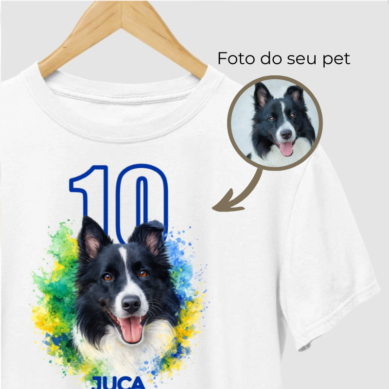 Camiseta MEU MELHOR CAMISA 10 | Foto + Nome do seu pet