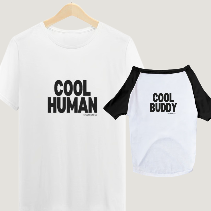 KIT CAMISETAS HUMANO + PET:  COOL HUMAN, COOL PET