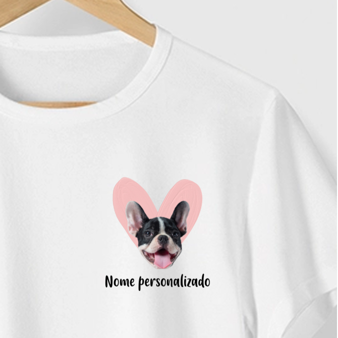 Camiseta  FOTO PERSONALIZADA + NOME PERSONALIZADO - AMO MEU CACHORRO