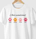 Camiseta AMOR INCONDICIONAL + PATINHAS E NOMES PERSONALIZADOS