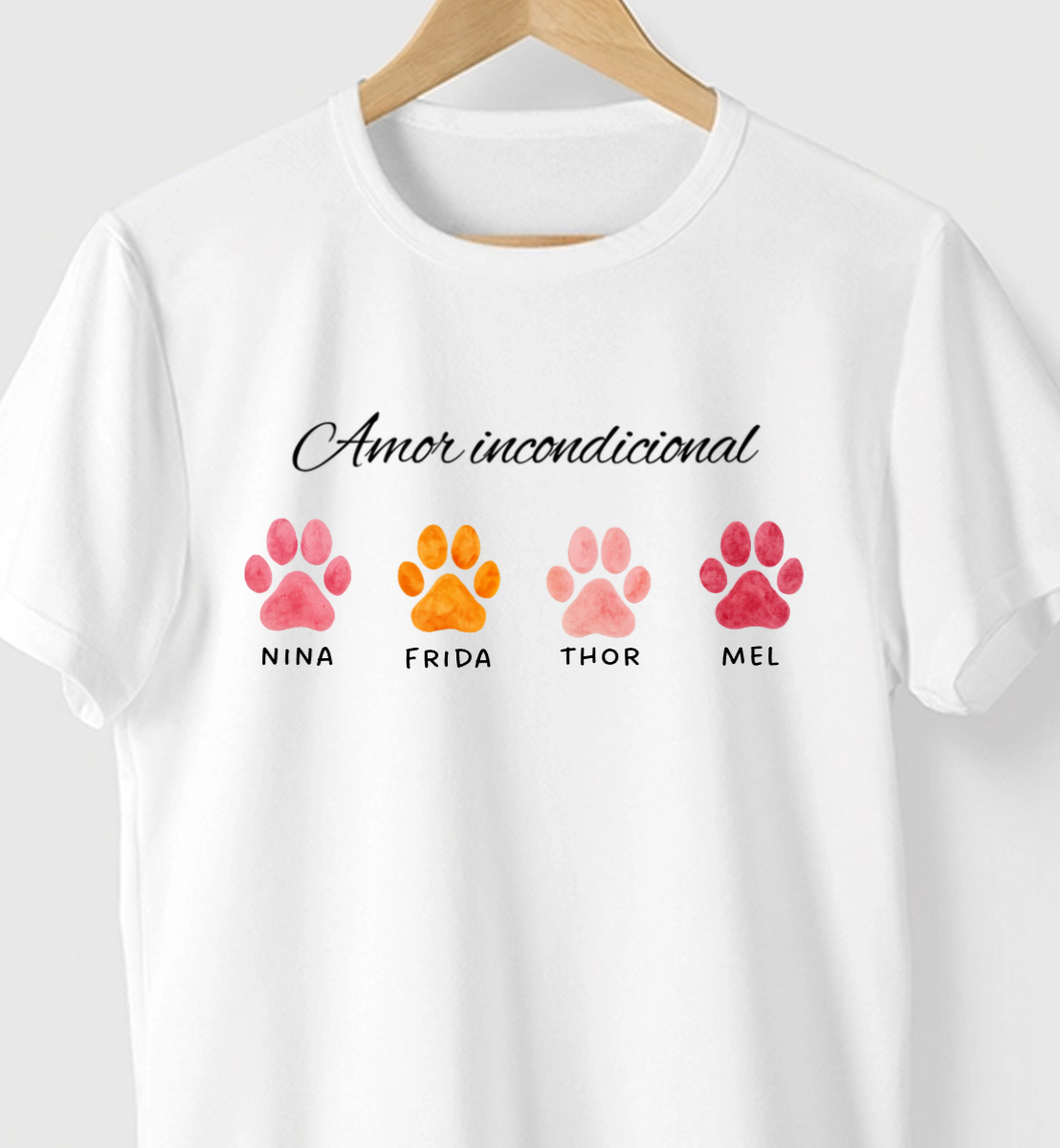 Camiseta AMOR INCONDICIONAL + PATINHAS E NOMES PERSONALIZADOS