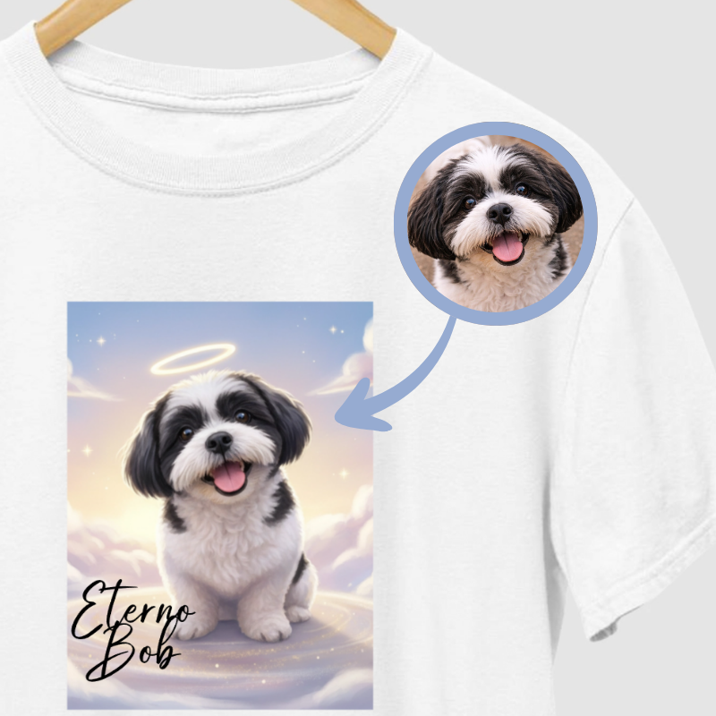 Camiseta PET ANJINHO PERSONALIZADA | Homenagem Foto + Nome