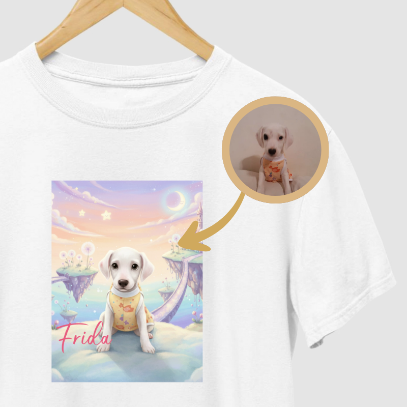Camiseta MEU PET ENCANTADO | Transforme Foto em Arte + Nome