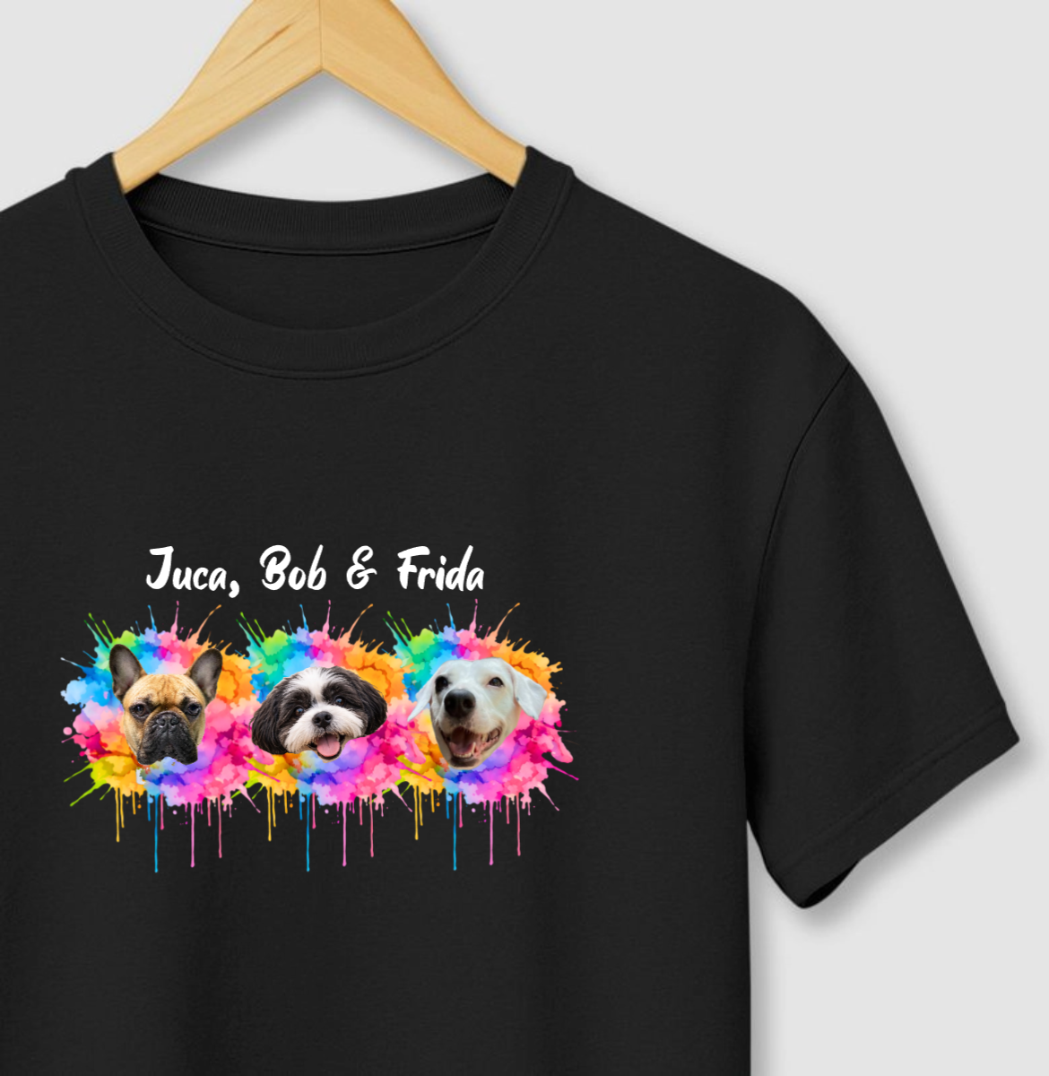 Camiseta TINTA COLORIDA | Foto e Nome do seu Pet