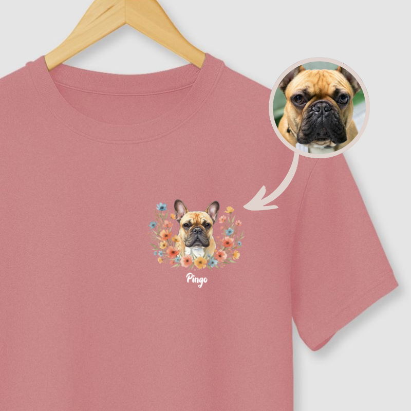 Camiseta AMOR FLORAL | Foto e Nome do seu pet