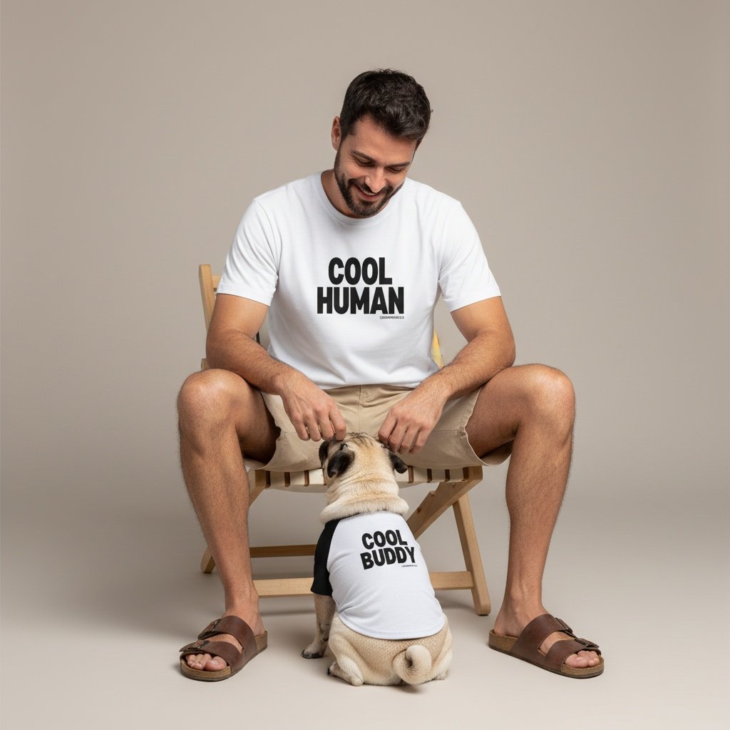 KIT CAMISETAS HUMANO + PET:  COOL HUMAN, COOL PET