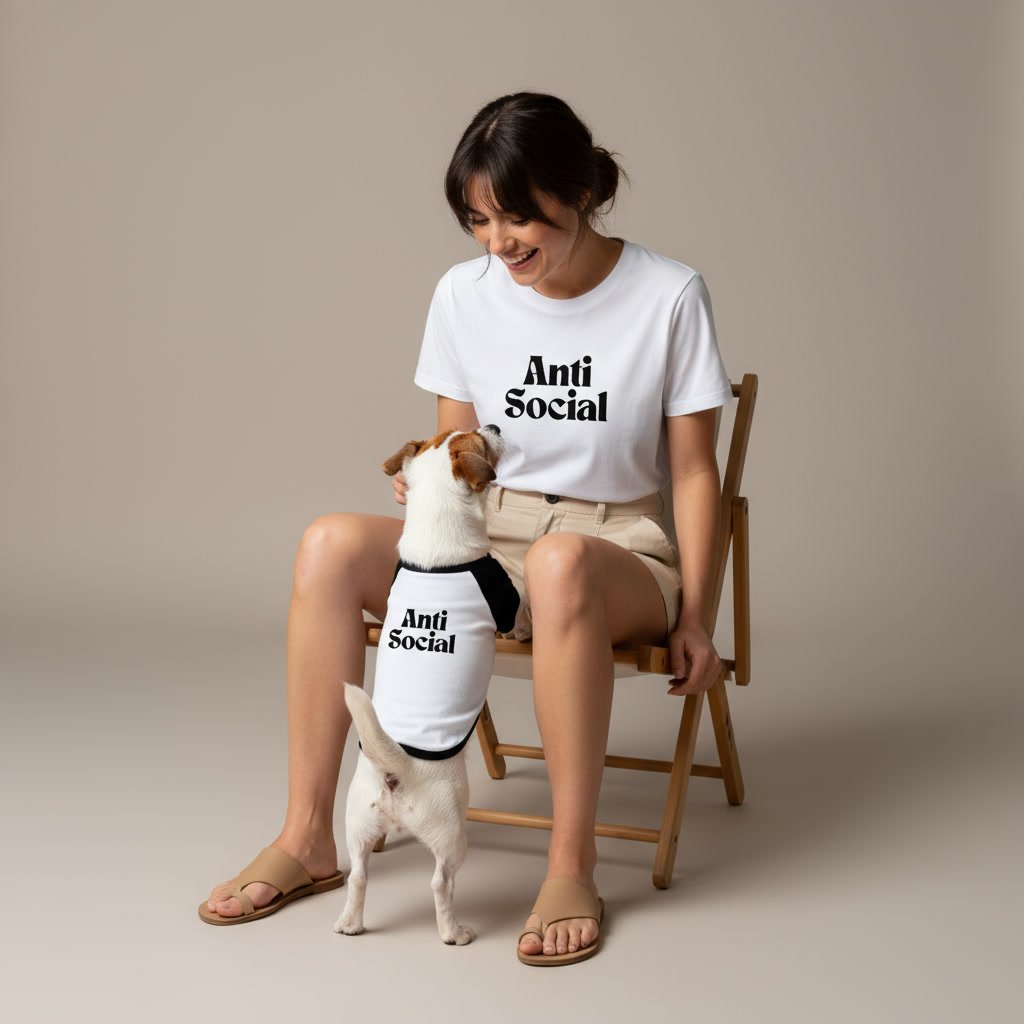 KIT CAMISETAS HUMANO + PET:  ANTI-SOCIAL