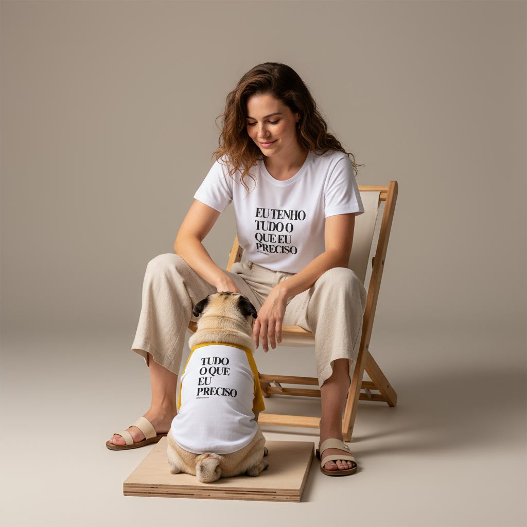 KIT CAMISETAS HUMANO + PET: TENHO TUDO QUE EU PRECISO