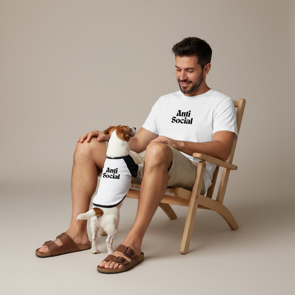 KIT CAMISETAS HUMANO + PET:  ANTI-SOCIAL